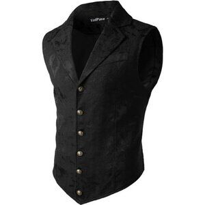 Mens Steampunk Gothic Vest Victorian Waistcoat Slim Fit Costume Dress Vest
